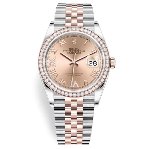 Rolex Datejust 36 Rose Gold/Steel Rose Roman Diamond VI Dial & Diamond Bezel Jubilee Bracelet